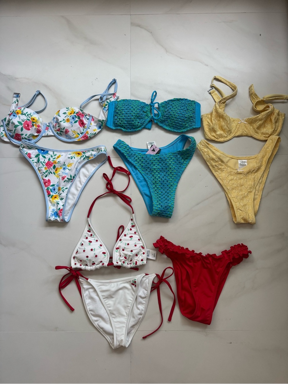 Mixed Women's Bikini Set Bundle - Floral, Teal, Yellow, White & Red
